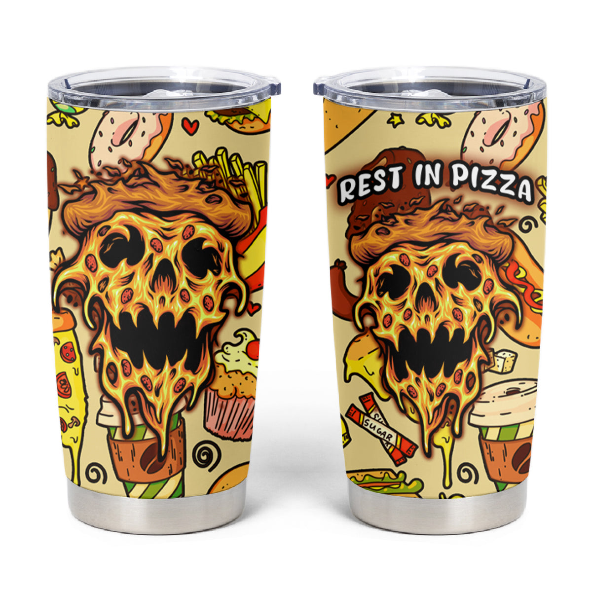 Skull Pizza Pattern Tumbler Cup Rest in pizza - Wonder Print Shop