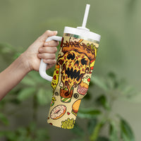 Skull Pizza Pattern Tumbler With Handle Rest in pizza - Wonder Print Shop