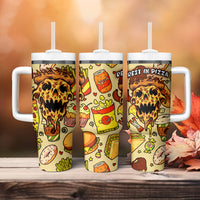 Skull Pizza Pattern Tumbler With Handle Rest in pizza - Wonder Print Shop