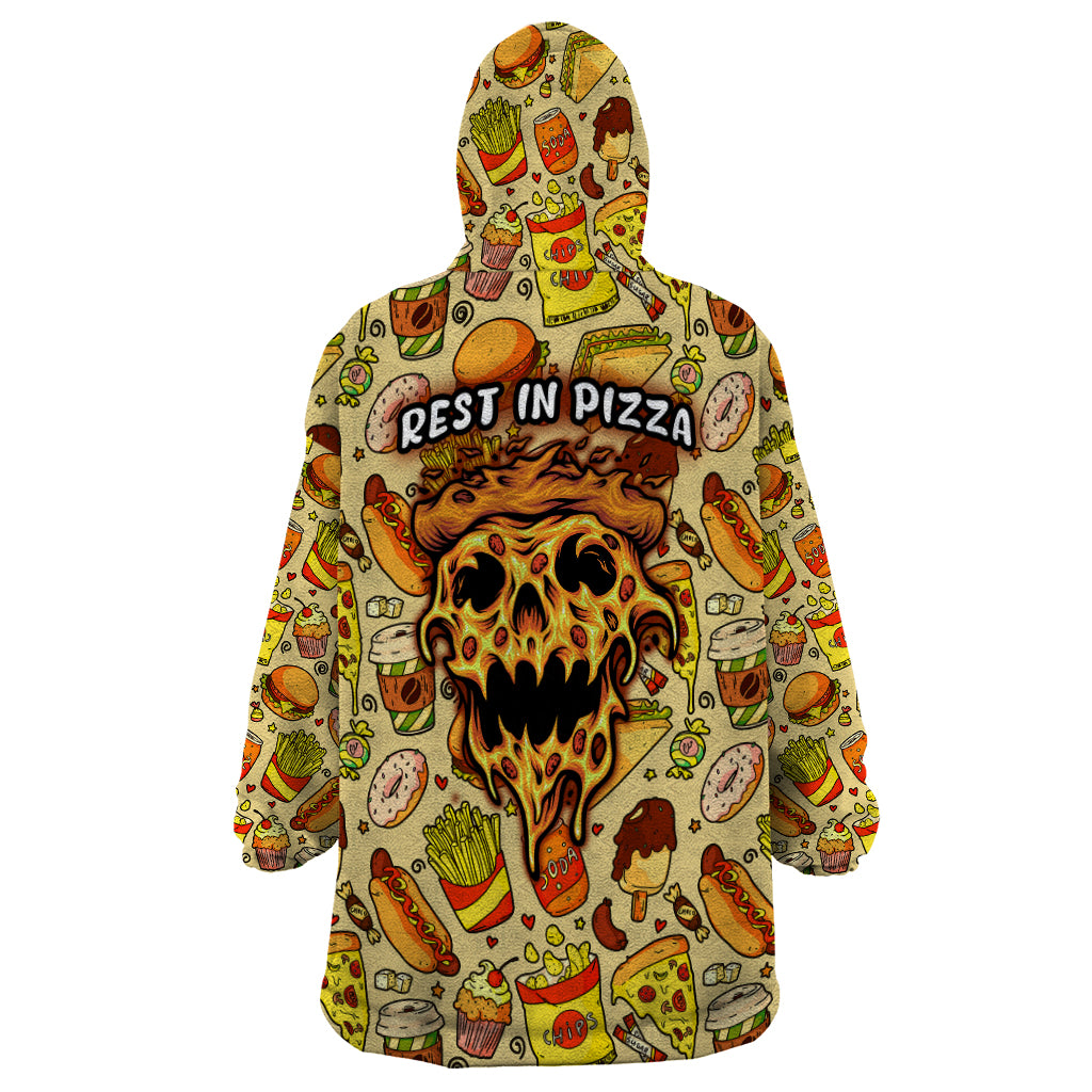 Skull Pizza Pattern Wearable Blanket Hoodie Rest in pizza - Wonder Print Shop