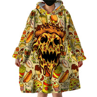 Skull Pizza Pattern Wearable Blanket Hoodie Rest in pizza - Wonder Print Shop