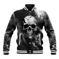 Skull Grunge Pattern Baseball Jacket Warning I'm an Asshole - Wonder Print Shop