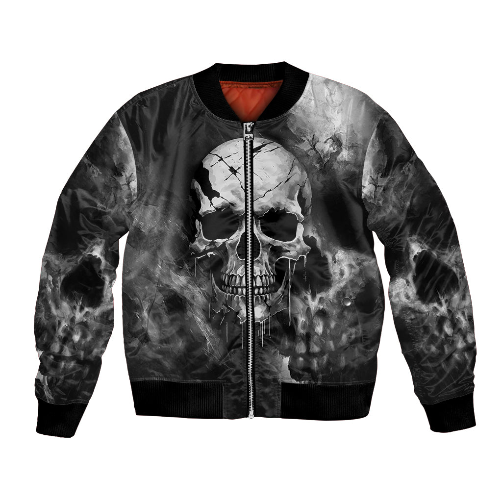 Skull Grunge Pattern Bomber Jacket Warning I'm an Asshole - Wonder Print Shop