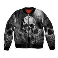 Skull Grunge Pattern Bomber Jacket Warning I'm an Asshole - Wonder Print Shop