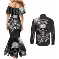 skull-grunge-pattern-couples-matching-mermaid-dress-and-long-sleeve-button-shirts-warning-im-an-asshole