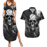 Skull Grunge Pattern Couples Matching Summer Maxi Dress and Hawaiian Shirt Warning I'm an Asshole - Wonder Print Shop