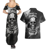 Skull Grunge Pattern Couples Matching Summer Maxi Dress and Hawaiian Shirt Warning I'm an Asshole - Wonder Print Shop