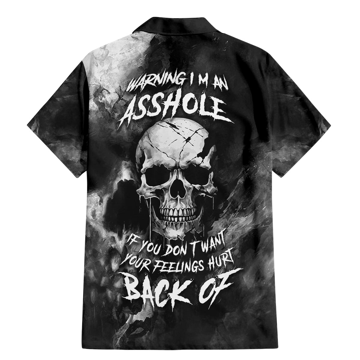 Skull Grunge Pattern Family Matching Mermaid Dress and Hawaiian Shirt Warning I'm an Asshole - Wonder Print Shop