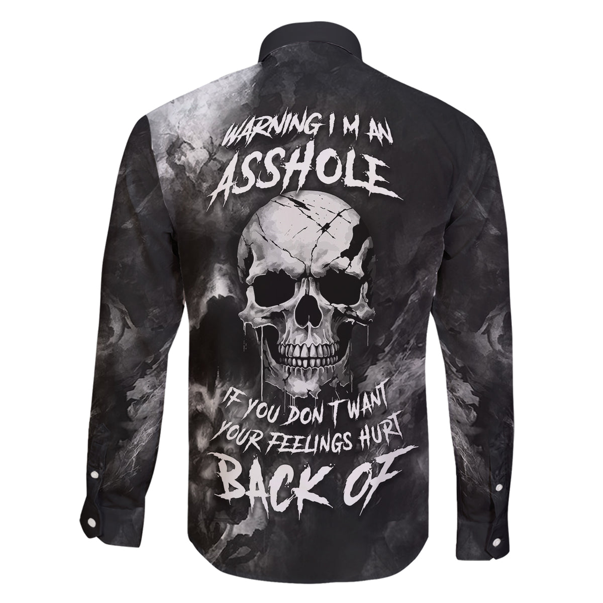 Skull Grunge Pattern Family Matching Short Sleeve Bodycon Dress and Hawaiian Shirt Warning I'm an Asshole - Wonder Print Shop