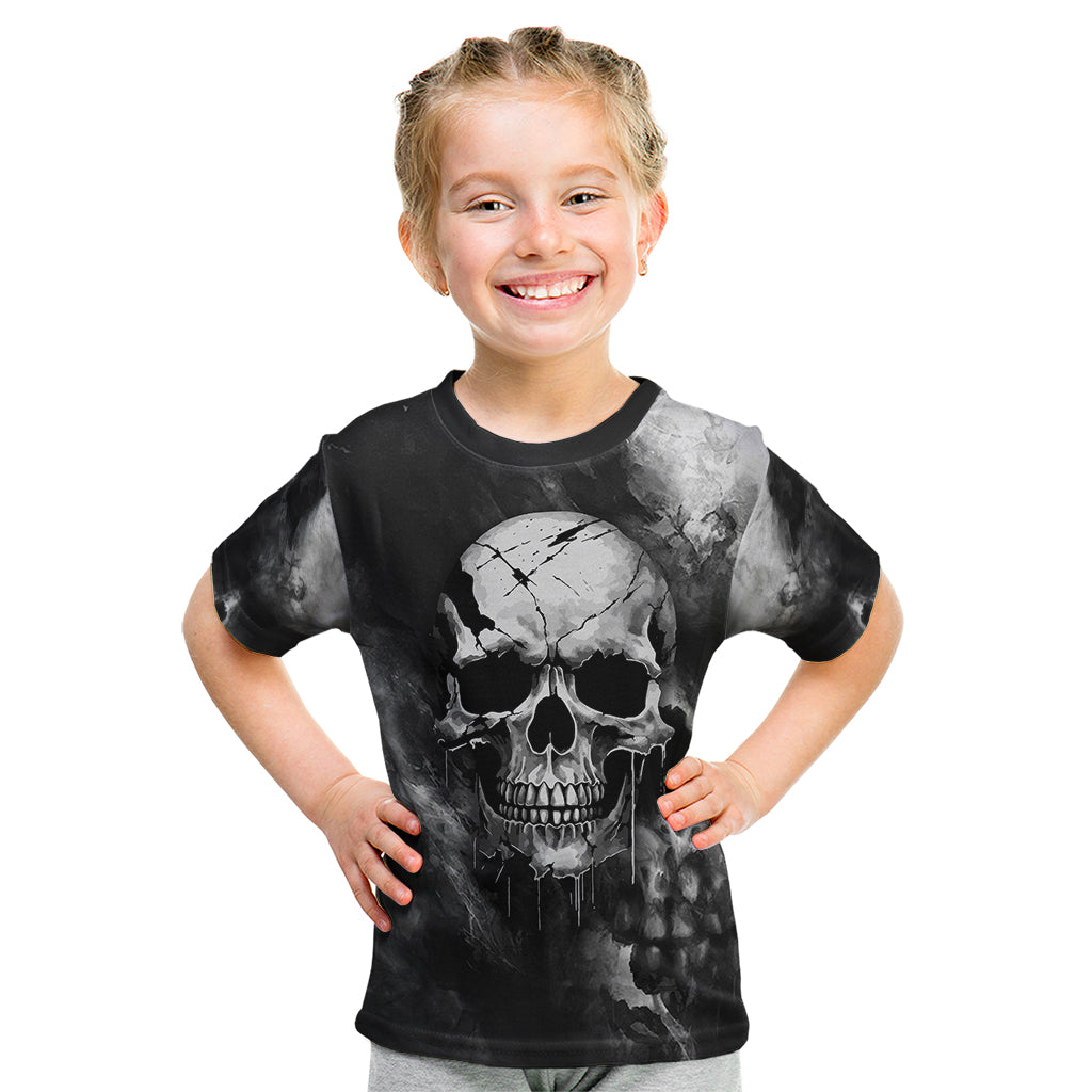 Skull Grunge Pattern Kid T Shirt Warning I'm an Asshole - Wonder Print Shop