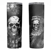 Skull Grunge Pattern Skinny Tumbler Warning I'm an Asshole - Wonder Print Shop