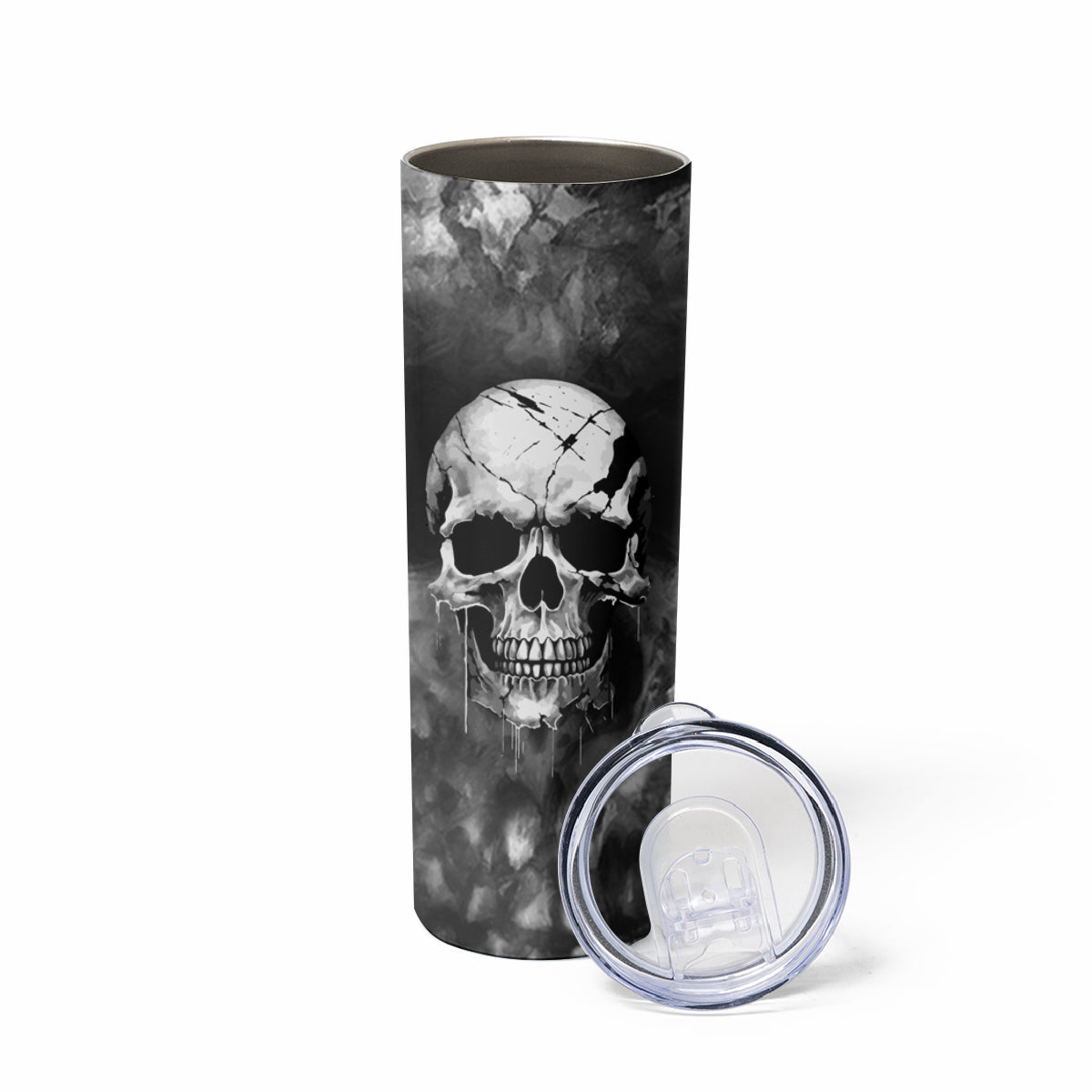 Skull Grunge Pattern Skinny Tumbler Warning I'm an Asshole - Wonder Print Shop