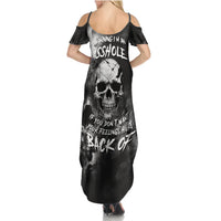 Skull Grunge Pattern Summer Maxi Dress Warning I'm an Asshole - Wonder Print Shop