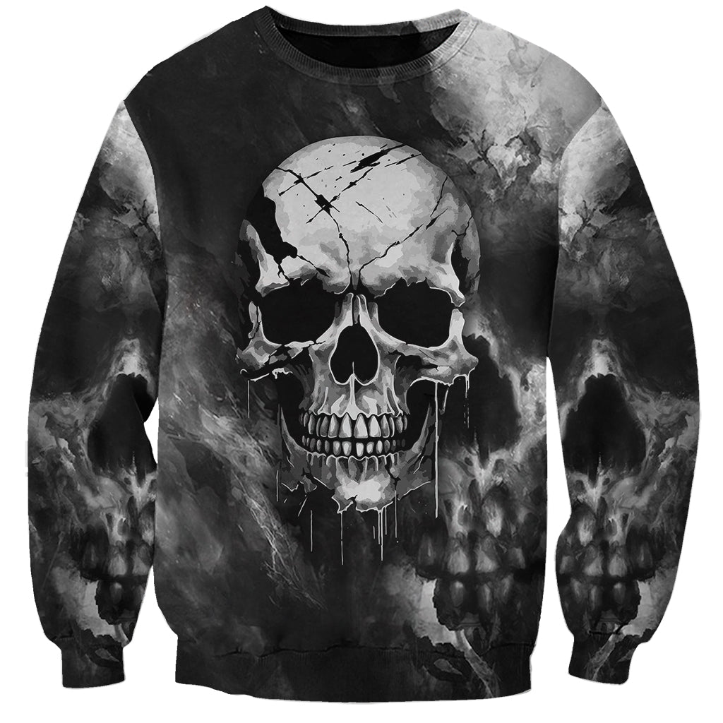 Skull Grunge Pattern Sweatshirt Warning I'm an Asshole - Wonder Print Shop