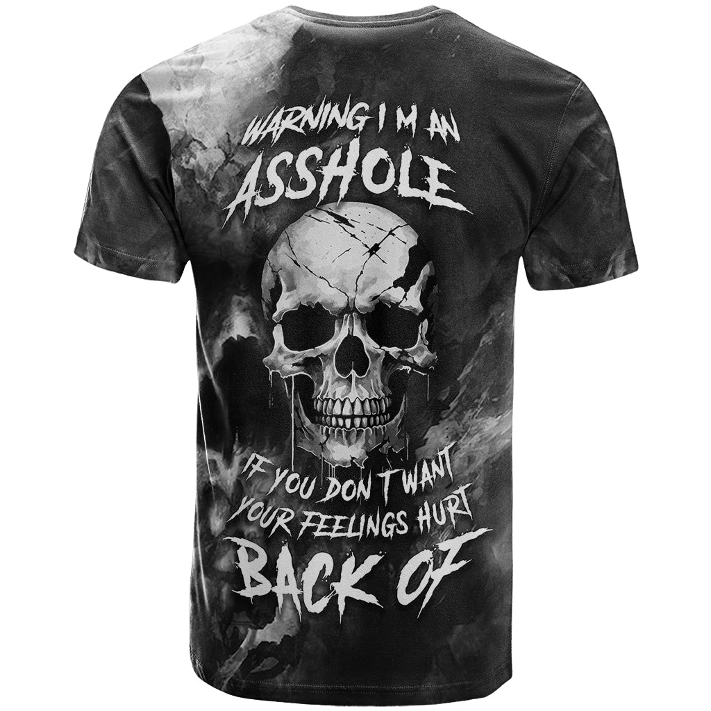 Skull Grunge Pattern T Shirt Warning I'm an Asshole - Wonder Print Shop