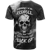 Skull Grunge Pattern T Shirt Warning I'm an Asshole - Wonder Print Shop