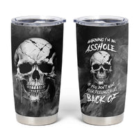 Skull Grunge Pattern Tumbler Cup Warning I'm an Asshole - Wonder Print Shop