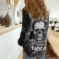 Skull Grunge Pattern Women Casual Shirt Warning I'm an Asshole - Wonder Print Shop
