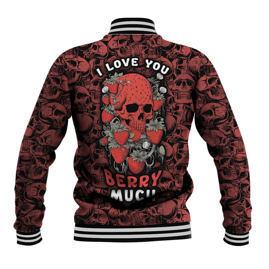 Skull pattern Baseball Jacket I Love You Berry Much - Wonder Print Shop