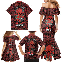 Skull pattern Family Matching Mermaid Dress and Hawaiian Shirt I Love You Berry Much - Wonder Print Shop