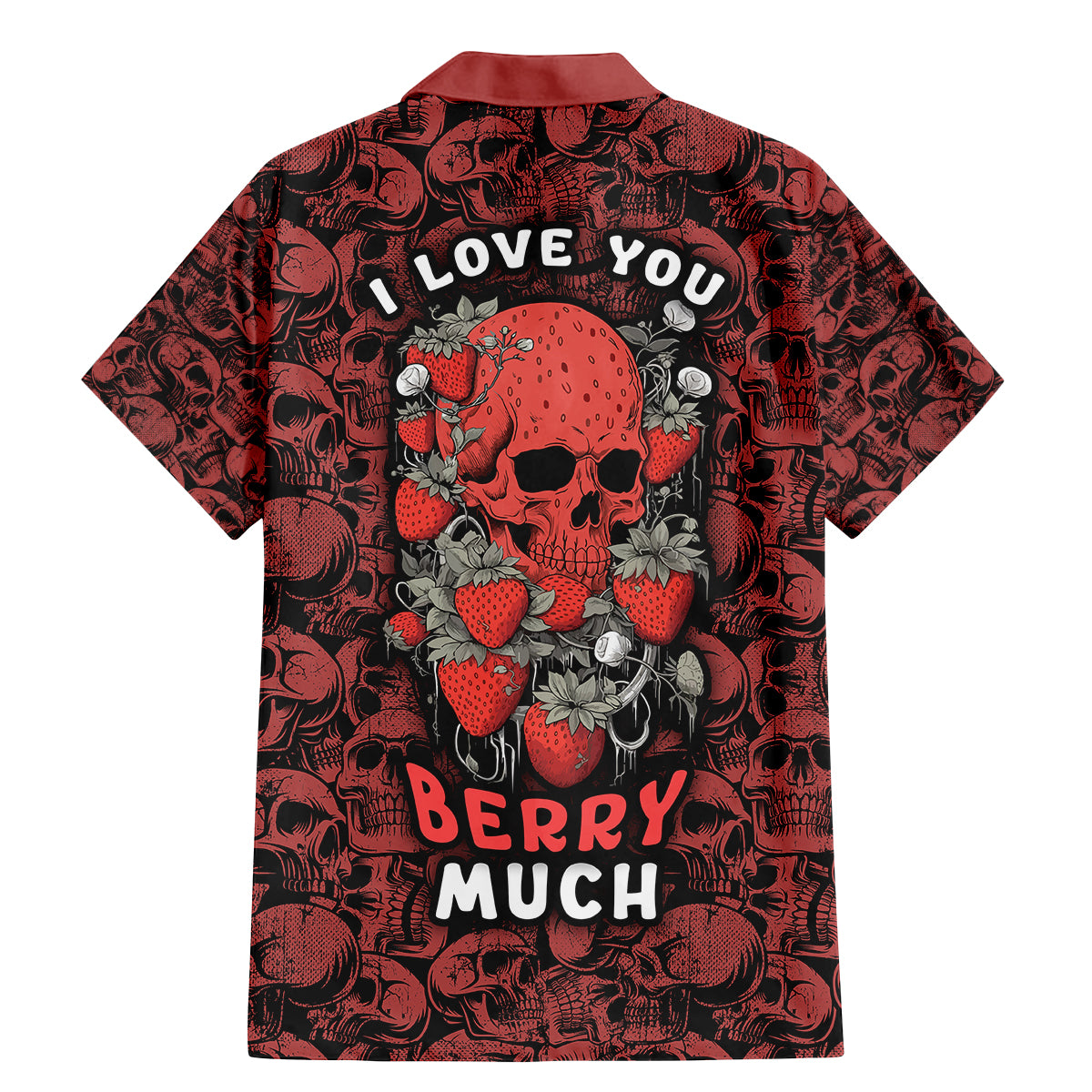 Skull pattern Family Matching Mermaid Dress and Hawaiian Shirt I Love You Berry Much - Wonder Print Shop