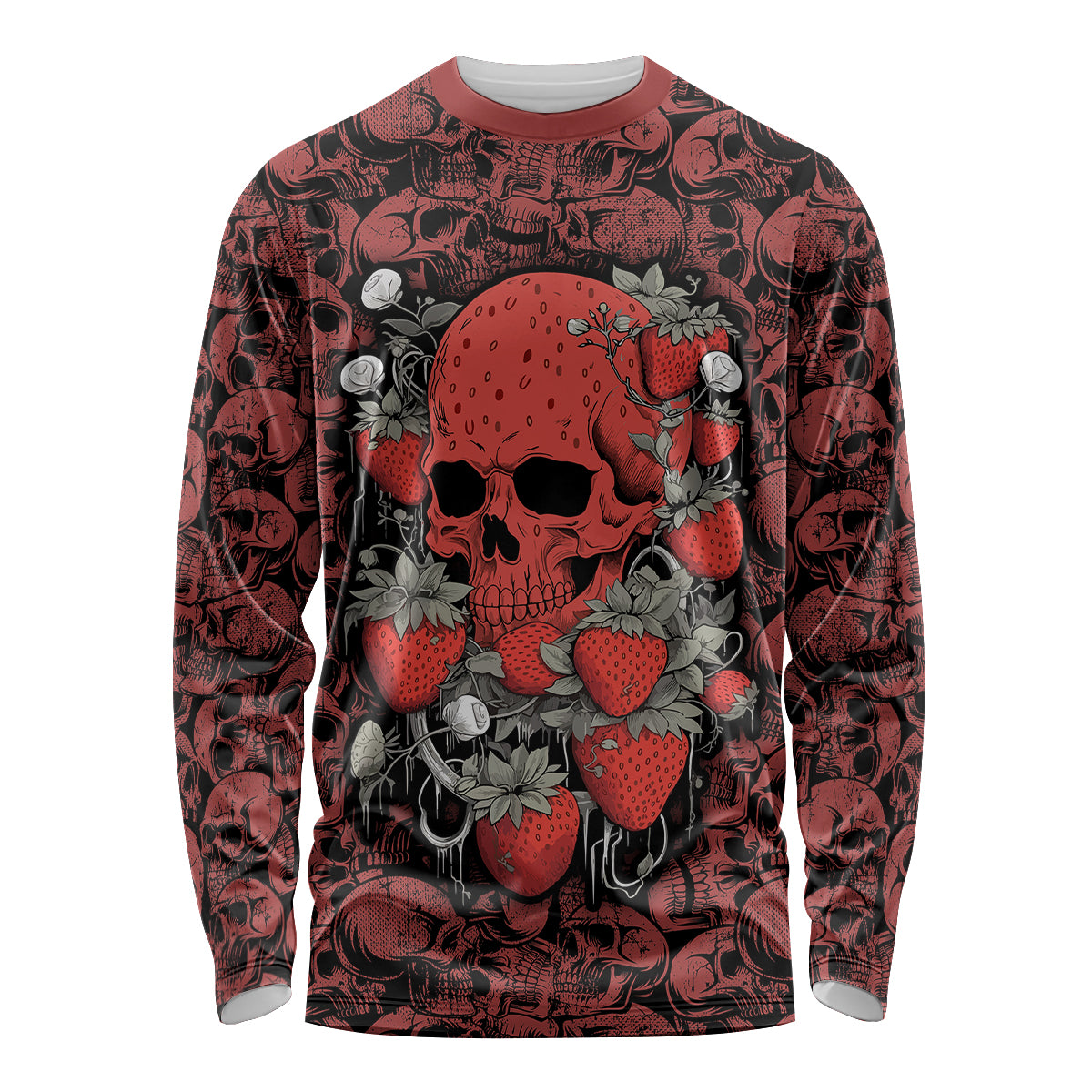 Skull pattern Long Sleeve Shirt I Love You Berry Much - Wonder Print Shop