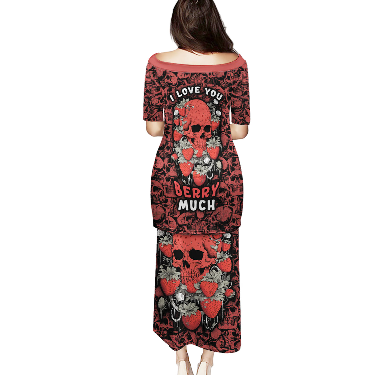 Skull pattern Puletasi I Love You Berry Much - Wonder Print Shop