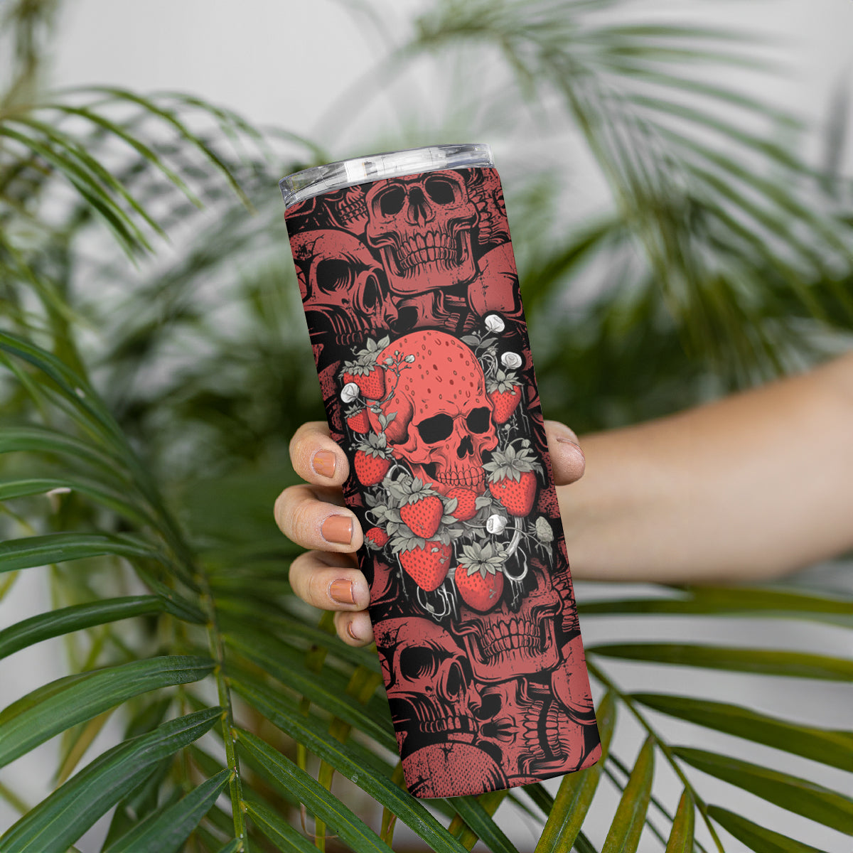 Skull pattern Skinny Tumbler I Love You Berry Much - Wonder Print Shop