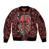 Skull pattern Sleeve Zip Bomber Jacket I Love You Berry Much - Wonder Print Shop