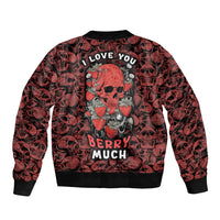 Skull pattern Sleeve Zip Bomber Jacket I Love You Berry Much - Wonder Print Shop