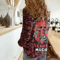 Skull pattern Women Casual Shirt I Love You Berry Much - Wonder Print Shop