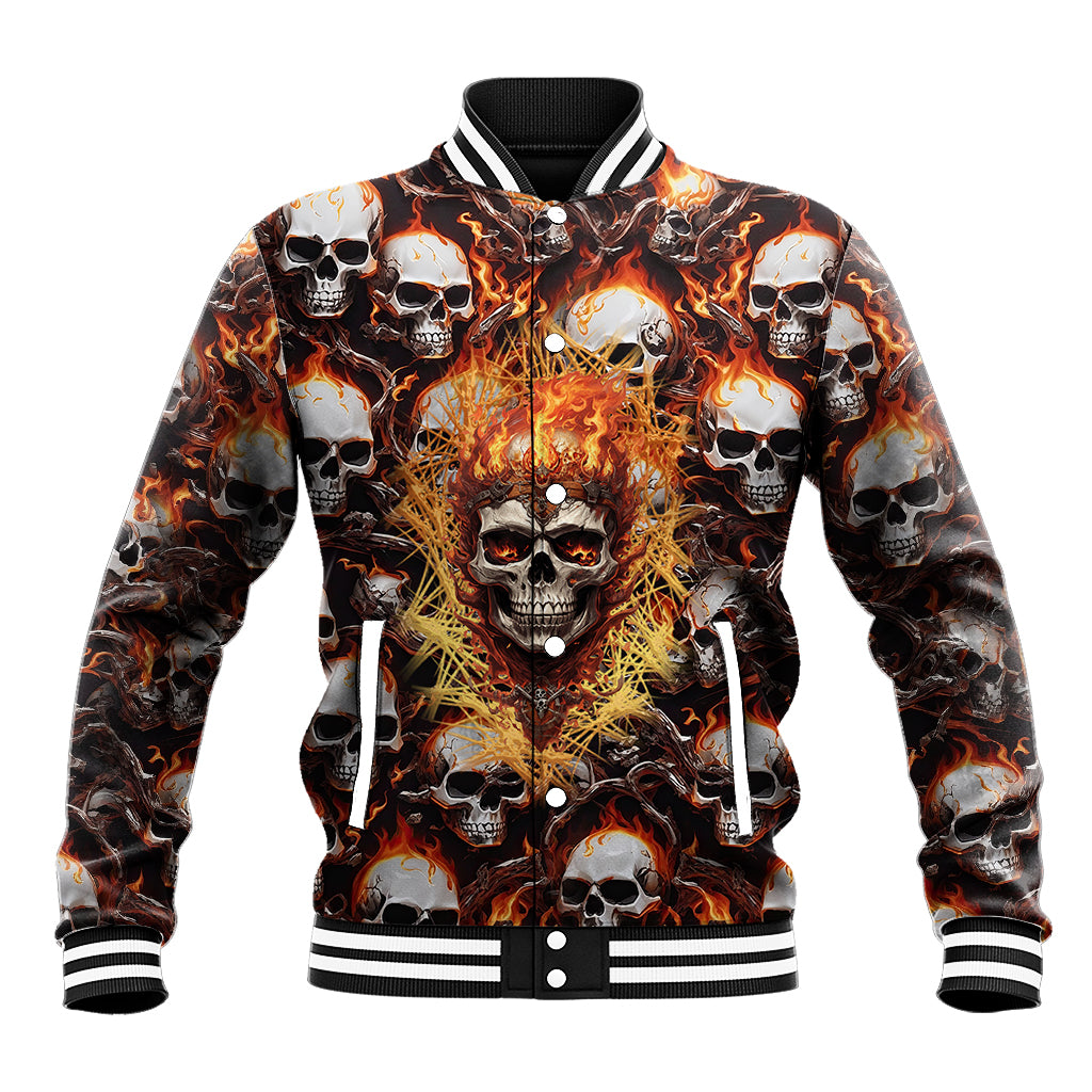 Flaming Skull Baseball Jacket Judge Me When You're Perfect Otherwise Shut Up - Wonder Print Shop