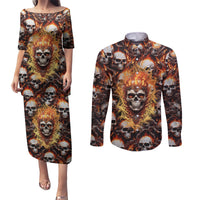 Flaming Skull Couples Matching Puletasi Dress and Long Sleeve Button Shirts Judge Me When You're Perfect Otherwise Shut Up - Wonder Print Shop