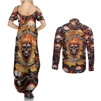 Flaming Skull Couples Matching Summer Maxi Dress and Long Sleeve Button Shirts Judge Me When You're Perfect Otherwise Shut Up - Wonder Print Shop