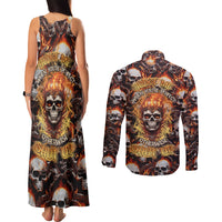 Flaming Skull Couples Matching Tank Maxi Dress and Long Sleeve Button Shirts Judge Me When You're Perfect Otherwise Shut Up - Wonder Print Shop