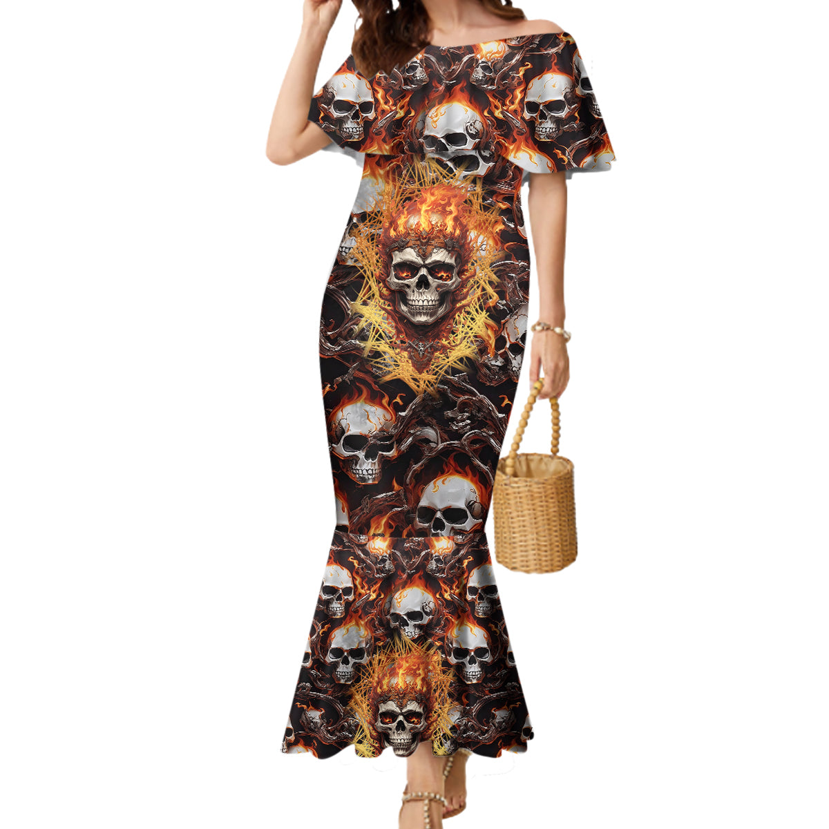 Flaming Skull Mermaid Dress Judge Me When You're Perfect Otherwise Shut Up - Wonder Print Shop