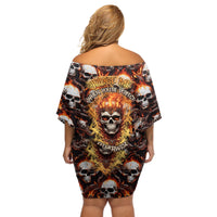 Flaming Skull Off Shoulder Short Dress Judge Me When You're Perfect Otherwise Shut Up - Wonder Print Shop