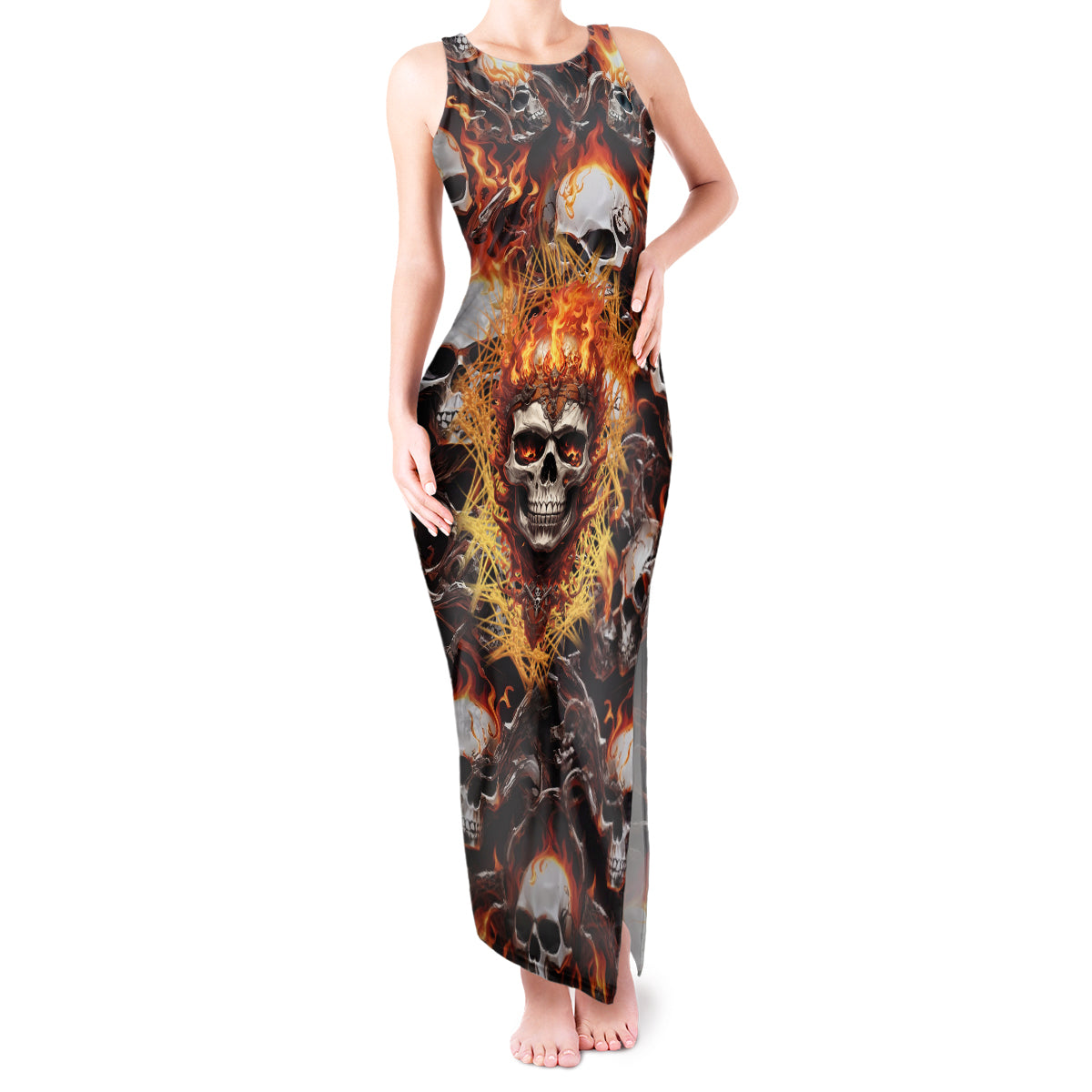 Flaming Skull Tank Maxi Dress Judge Me When You're Perfect Otherwise Shut Up - Wonder Print Shop
