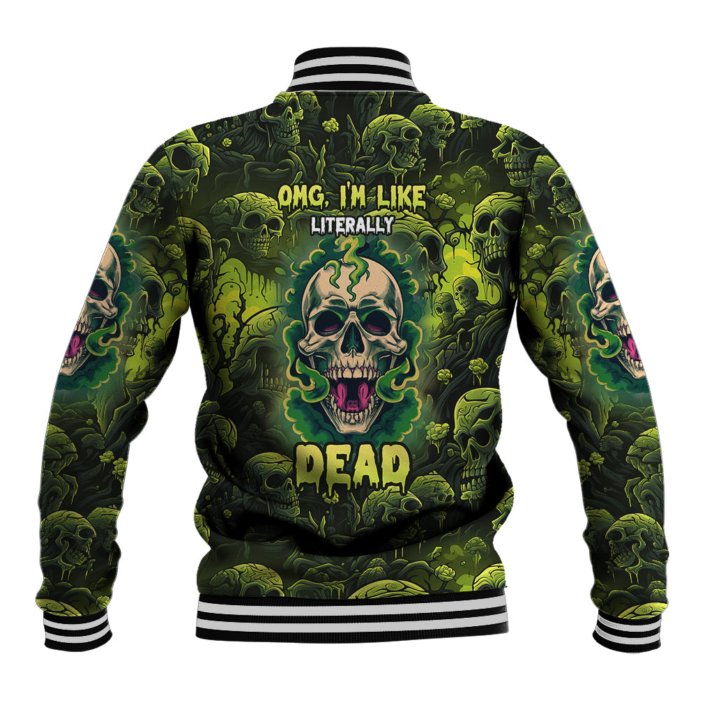 Zombie Skull Baseball Jacket I'm Like Literally Dead - Wonder Print Shop