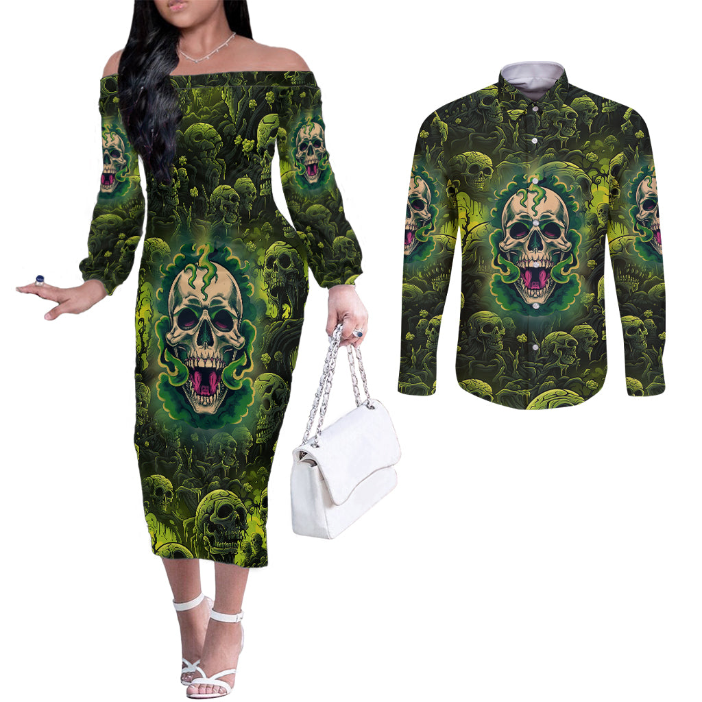 zombie-skull-couples-matching-off-the-shoulder-long-sleeve-dress-and-long-sleeve-button-shirts-im-like-literally-dead