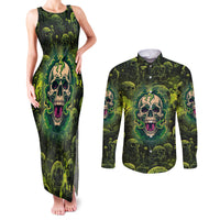 Zombie Skull Couples Matching Tank Maxi Dress and Long Sleeve Button Shirts I'm Like Literally Dead - Wonder Print Shop
