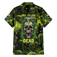 Zombie Skull Family Matching Long Sleeve Bodycon Dress and Hawaiian Shirt I'm Like Literally Dead - Wonder Print Shop