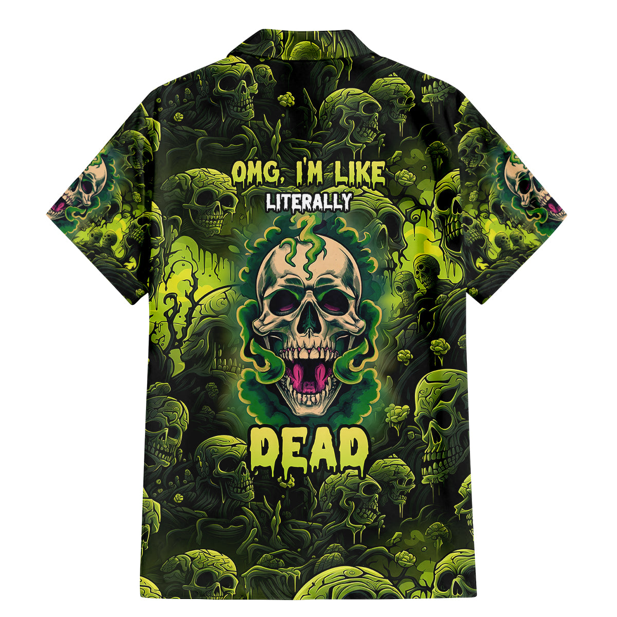 Zombie Skull Family Matching Mermaid Dress and Hawaiian Shirt I'm Like Literally Dead - Wonder Print Shop