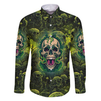Zombie Skull Family Matching Off Shoulder Long Sleeve Dress and Hawaiian Shirt I'm Like Literally Dead - Wonder Print Shop