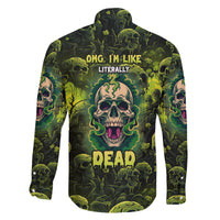 Zombie Skull Family Matching Off Shoulder Long Sleeve Dress and Hawaiian Shirt I'm Like Literally Dead - Wonder Print Shop