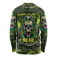 Zombie Skull Long Sleeve Shirt I'm Like Literally Dead - Wonder Print Shop