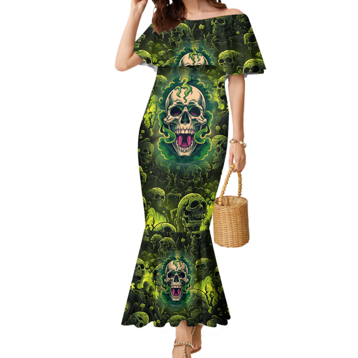 Zombie Skull Mermaid Dress I'm Like Literally Dead - Wonder Print Shop