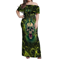 Zombie Skull Off Shoulder Maxi Dress I'm Like Literally Dead - Wonder Print Shop