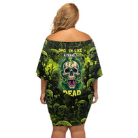 Zombie Skull Off Shoulder Short Dress I'm Like Literally Dead - Wonder Print Shop