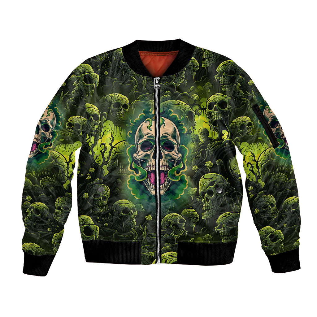 Zombie Skull Sleeve Zip Bomber Jacket I'm Like Literally Dead - Wonder Print Shop